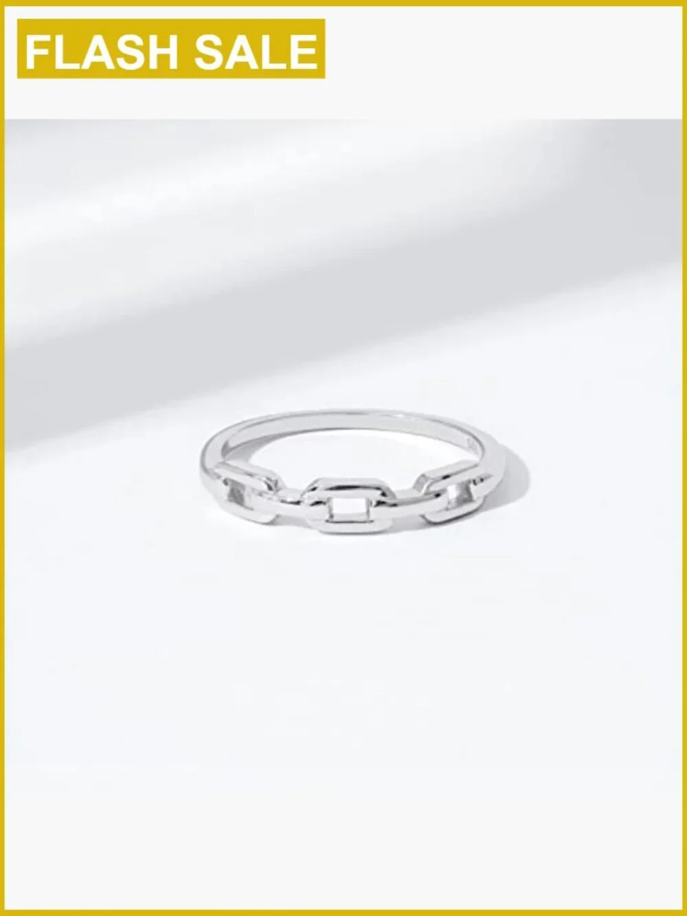 Rhodium Plated Sterling Silver Chain Link Accent Band Ring Size 10